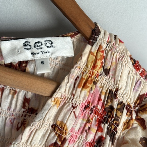 Sea NY Cream Esme Short Sleeve Smocked Midi Dress 6 - Picture 5 of 13